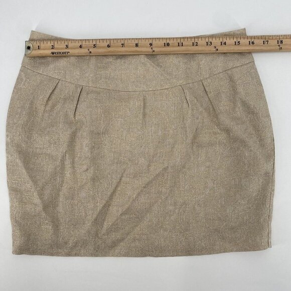 MICHAEL KORS SIZE 10 LINEN BLEND GOLD BEIGE  MINI SKIRT METALLIC ACCENTS - Picture 5 of 10